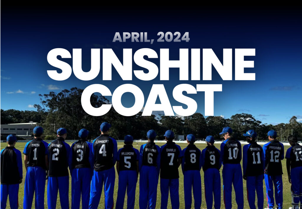 Complete Cricket Academy team celebrating their achievements during the completed 2024 Sunshine Coast Tour, showcasing camaraderie and competitive spirit.